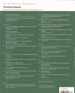 Back cover of Performance Research: Volume 25 Issue 8 - Training Utopias